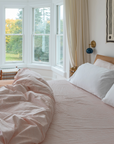 Organic Block-Printed Fitted & Flat Sheets in Bubble Gum