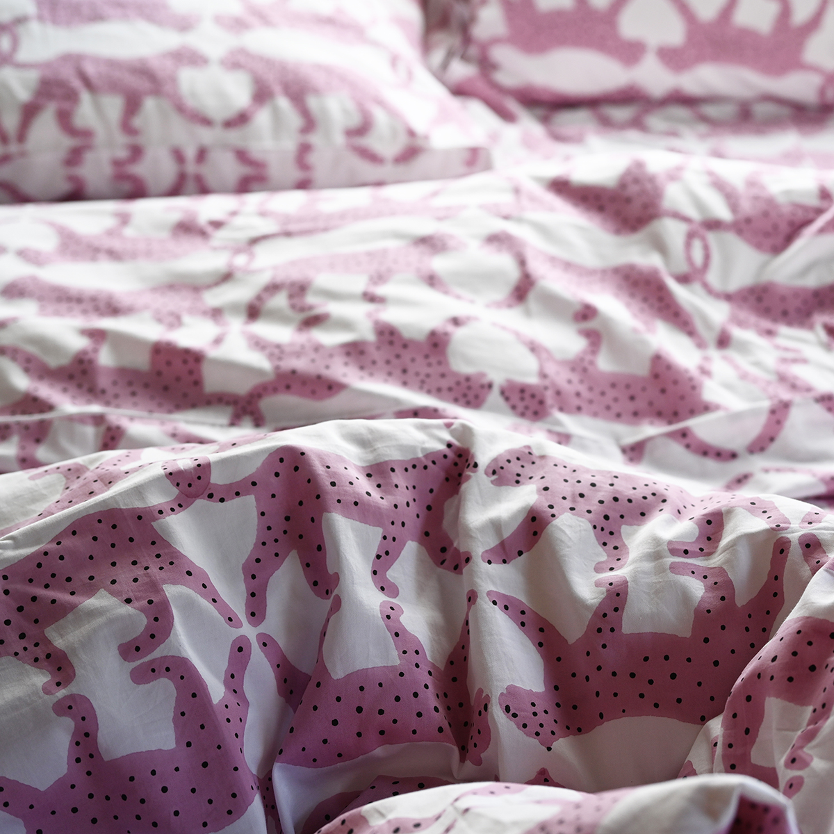 Pink Panther Hand Block Printed Pillowcases