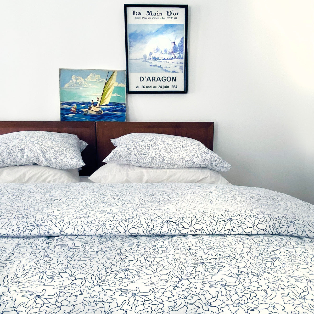 Orchid Hand Block Printed Sheet Separates in Ocean