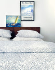 Orchid Hand Block Printed Duvet Cover in Ocean