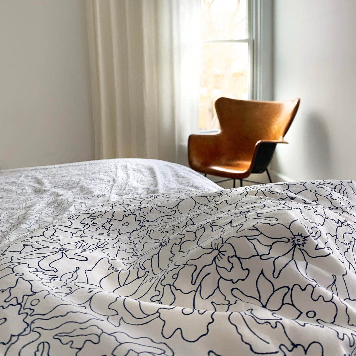 Orchid Hand Block Printed Sheet Separates in Ocean