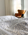 Orchid Hand Block Printed Duvet Cover in Ocean