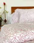Orchid Hand Block Printed Duvet Cover in Raspberry