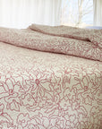 Orchid Hand Block Printed Sheet Separates in Raspberry