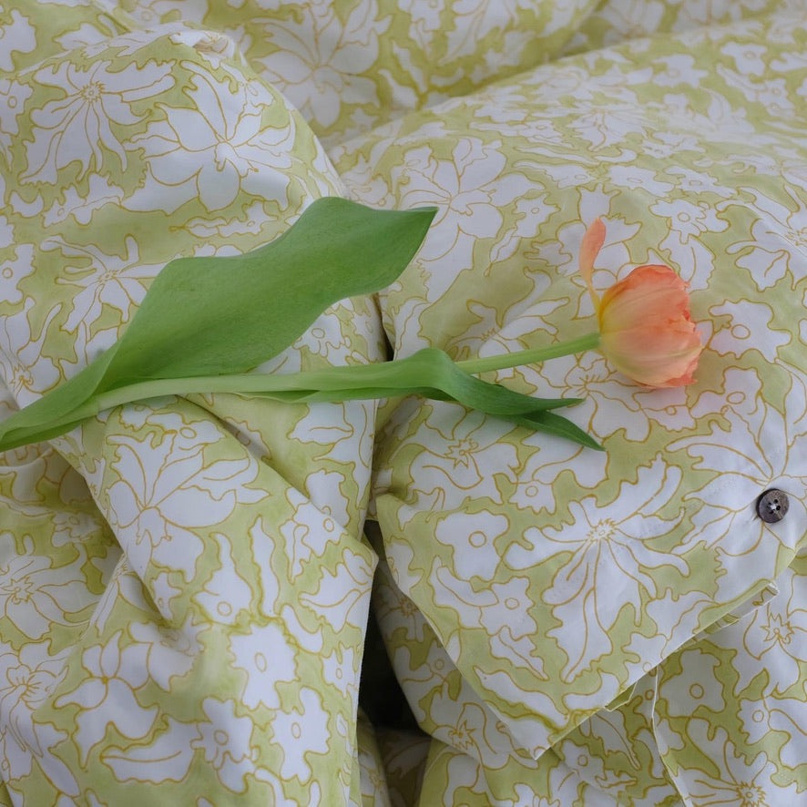 Orchid Hand Block Printed Sheet Separates in Green & Gold