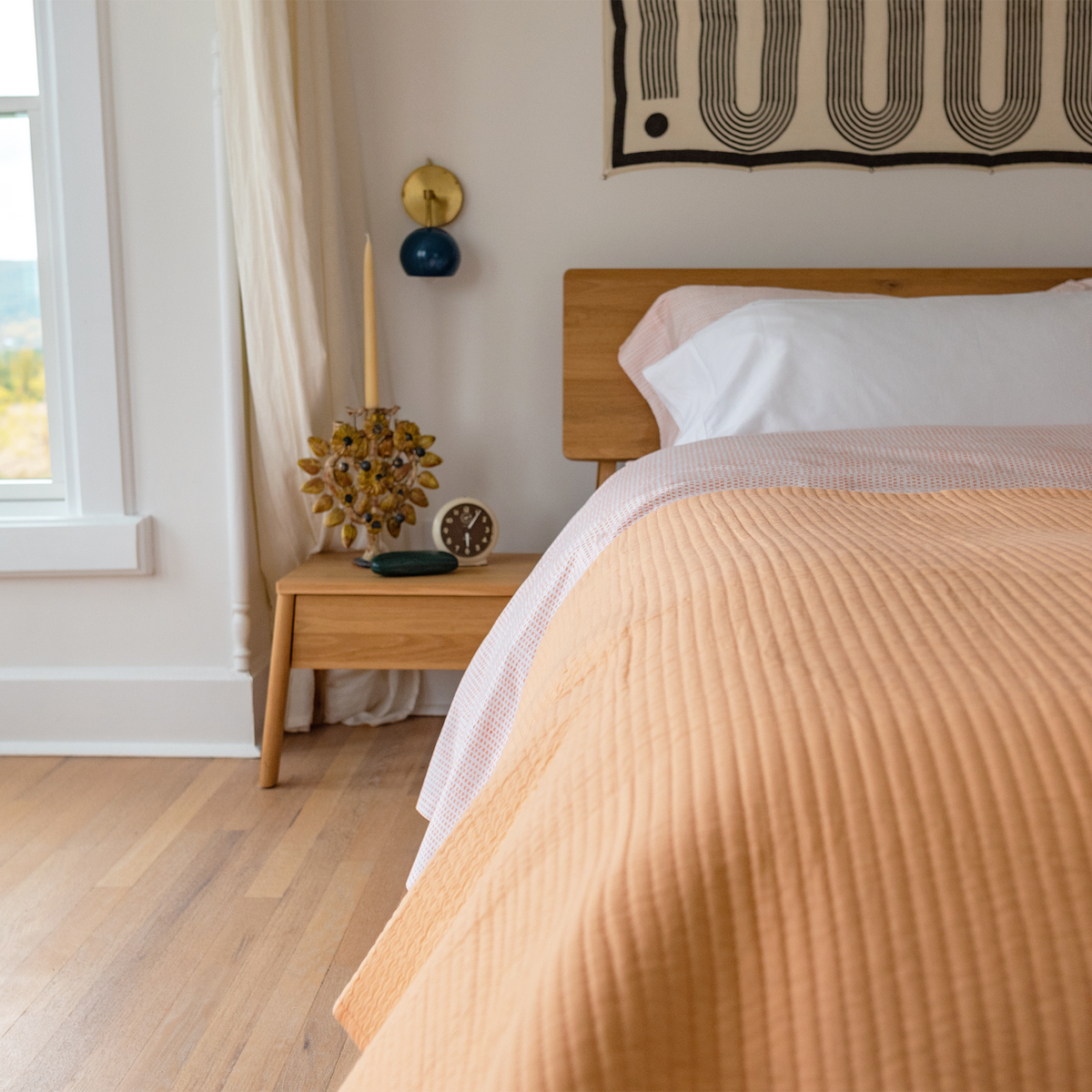 Organic Block-Printed Fitted & Flat Sheets in Bubble Gum