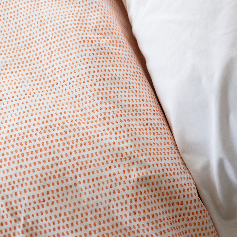 Organic Block-Printed Fitted & Flat Sheets in Bubble Gum