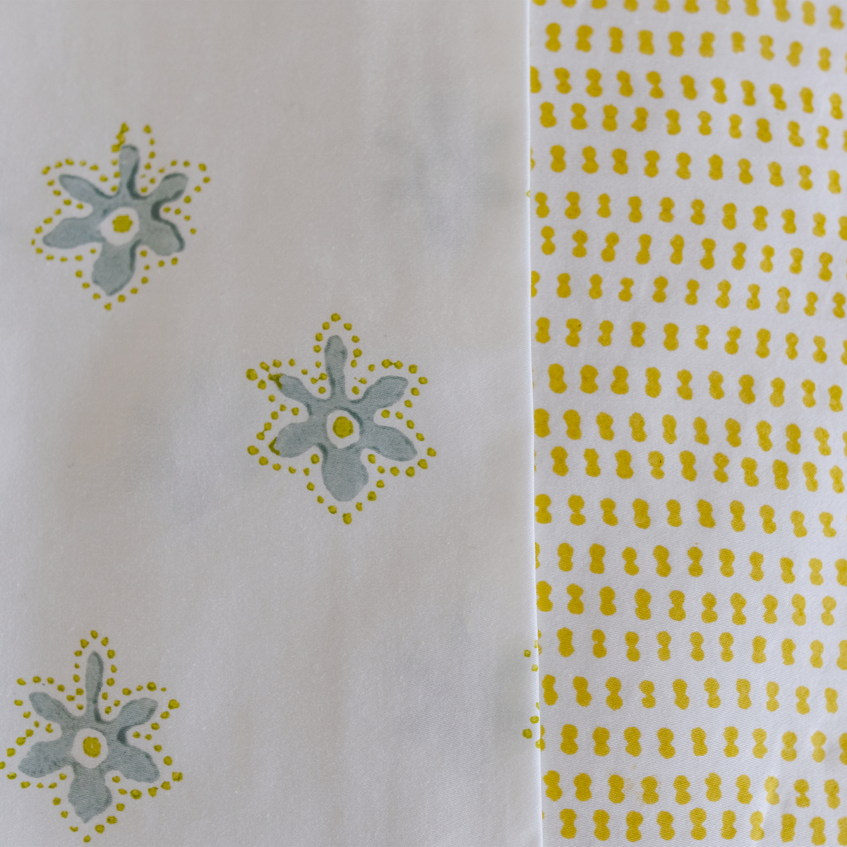 Organic Block-Printed Fitted & Flat Sheets in Forget Me Not
