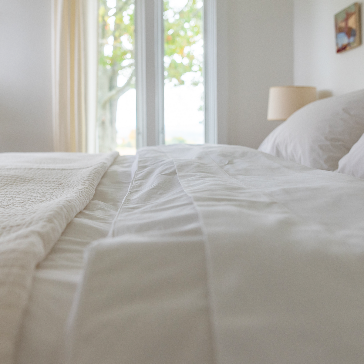 Organic Percale Duvet Covers in Cool White