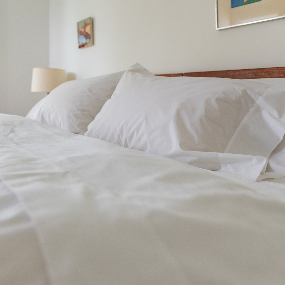 Organic Percale Pillowcase Set in Cool White