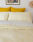 Organic Block-Printed Fitted & Flat Sheets in Quince