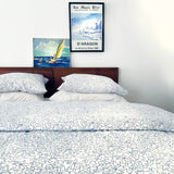 Orchid Hand Block Printed Duvet Cover in Ocean