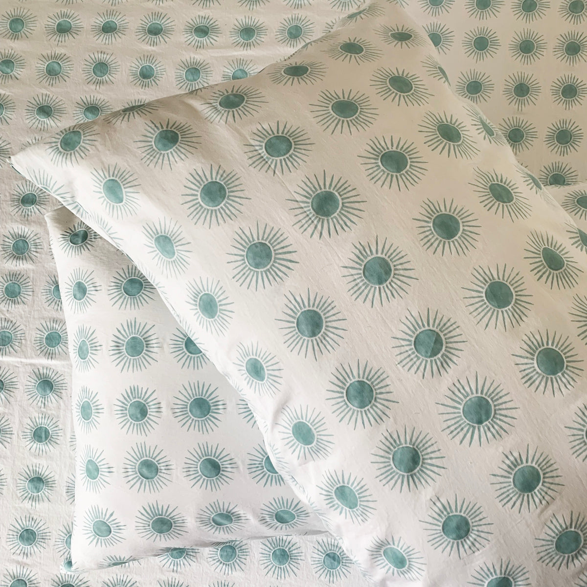 Brother Sun Hand Block Printed Sheets in Tropic