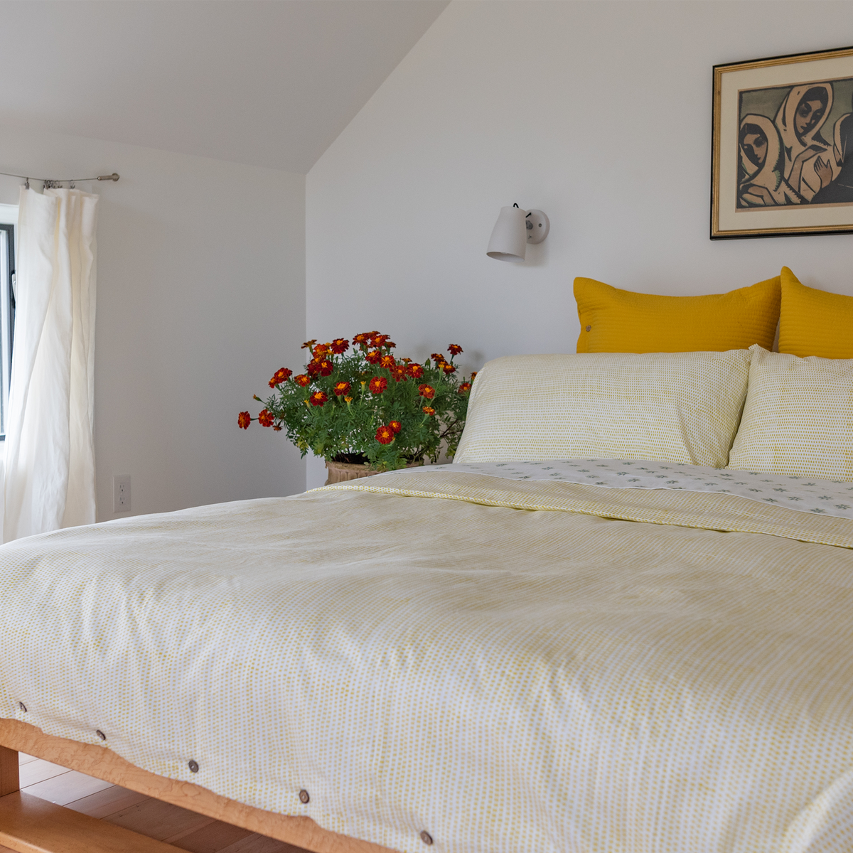 Organic Block-Printed Fitted & Flat Sheets in Quince
