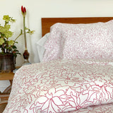 Orchid Hand Block Printed Duvet Cover in Raspberry